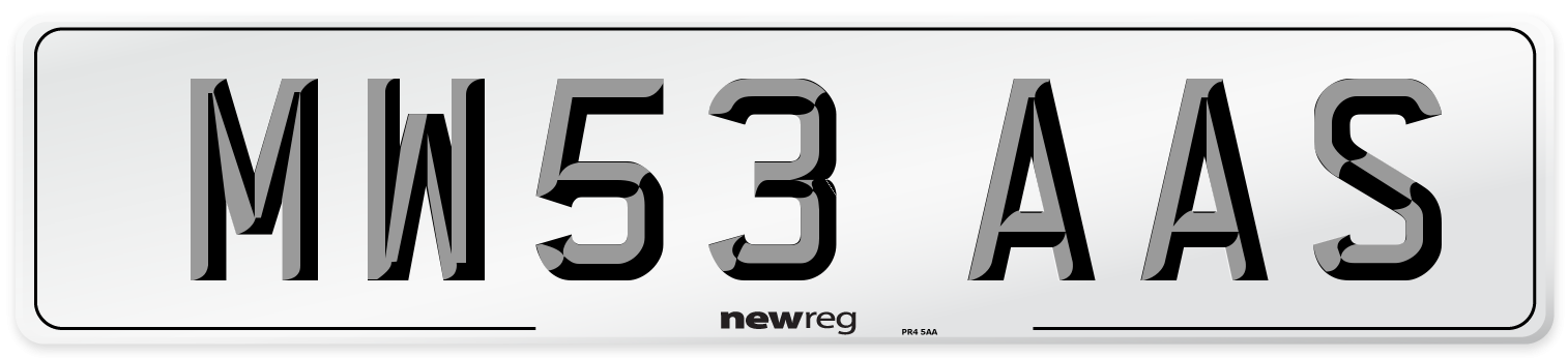 MW53 AAS Number Plate from New Reg
